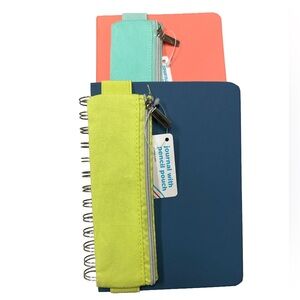 Blue and Coral Journal Set with Pencil Pouches